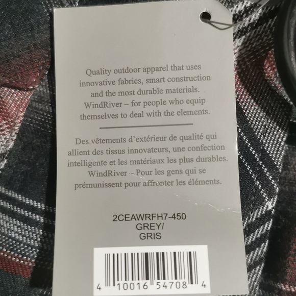 NWT WindRiver, Medium, Casual button down, long sleeve, Grey, plaid - Picture 4 of 5